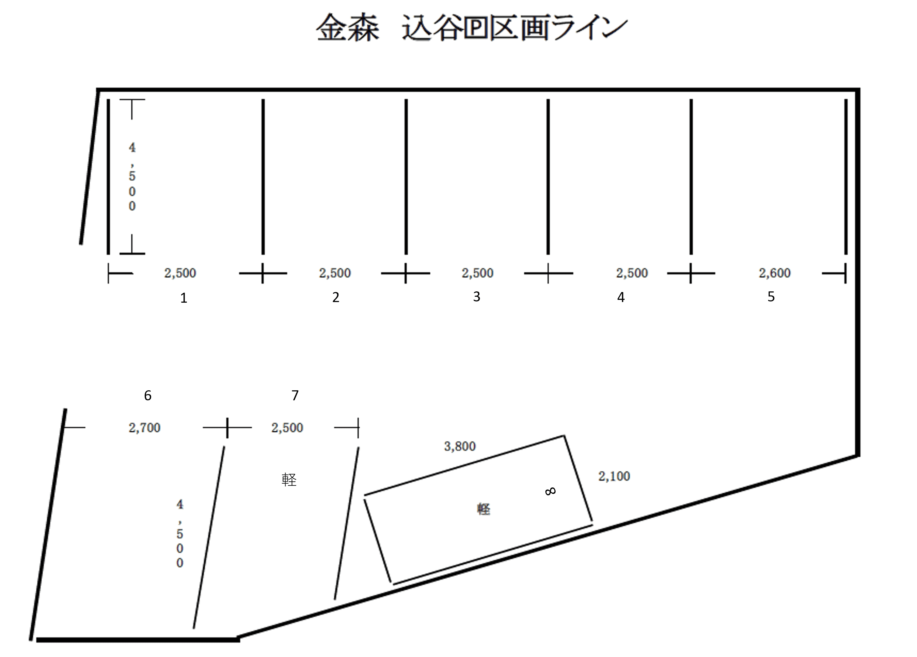 金森込谷駐車場の駐車配置図