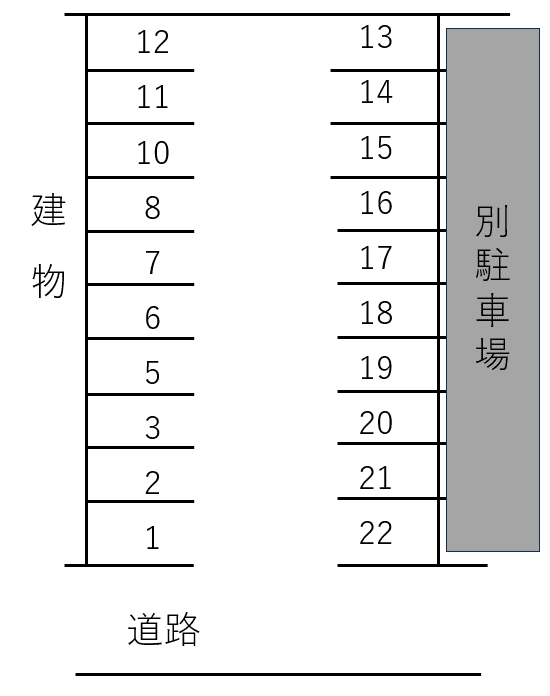 第二好美ハイツ駐車場 高砂6-13の駐車配置図