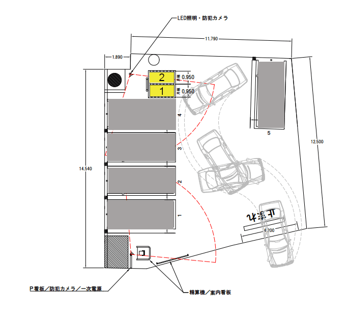 パークフィールド東嶺町の駐車配置図