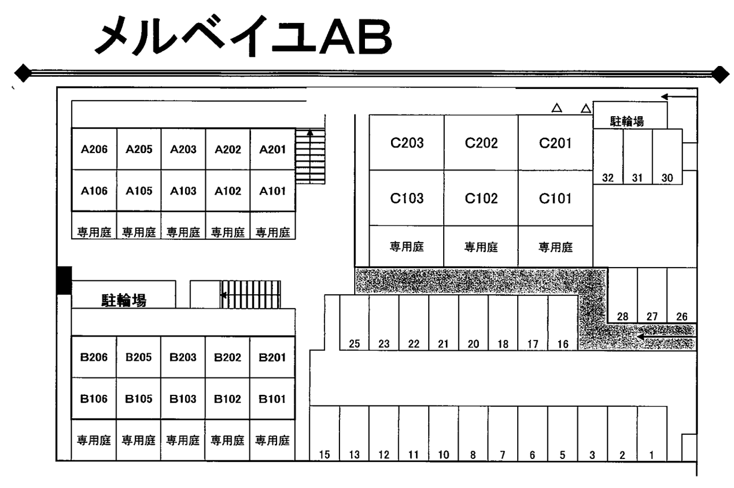 メルベイユの駐車配置図