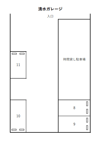 清水ガレージの駐車配置図