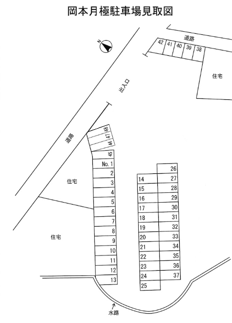 岡本月極駐車場の駐車配置図