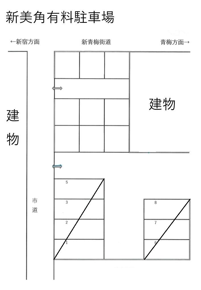 新美角有料駐車場の駐車配置図