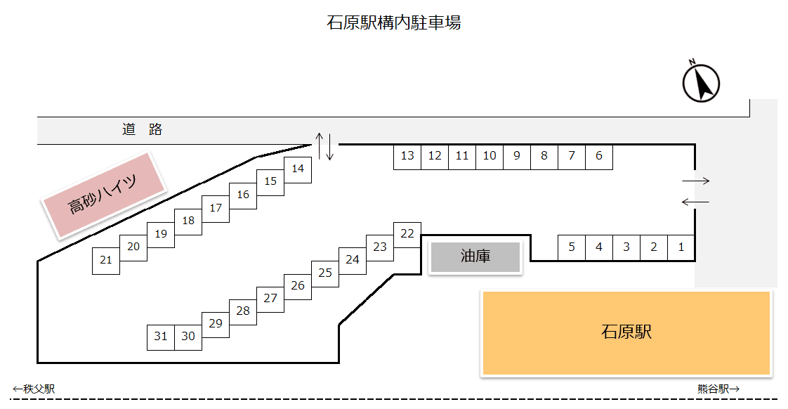 石原駅構内駐車場の駐車配置図