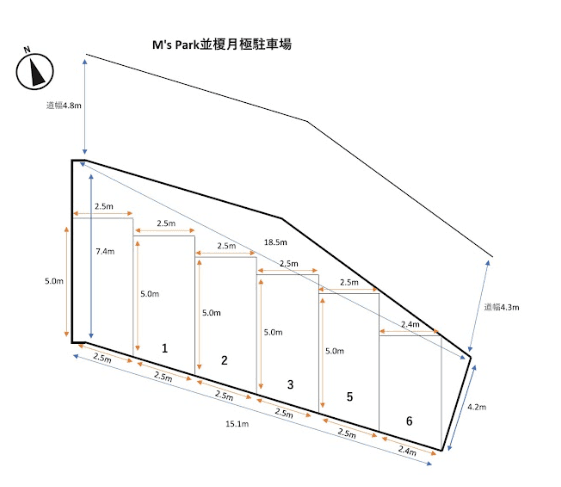 M'sPark並榎月極駐車場の駐車配置図