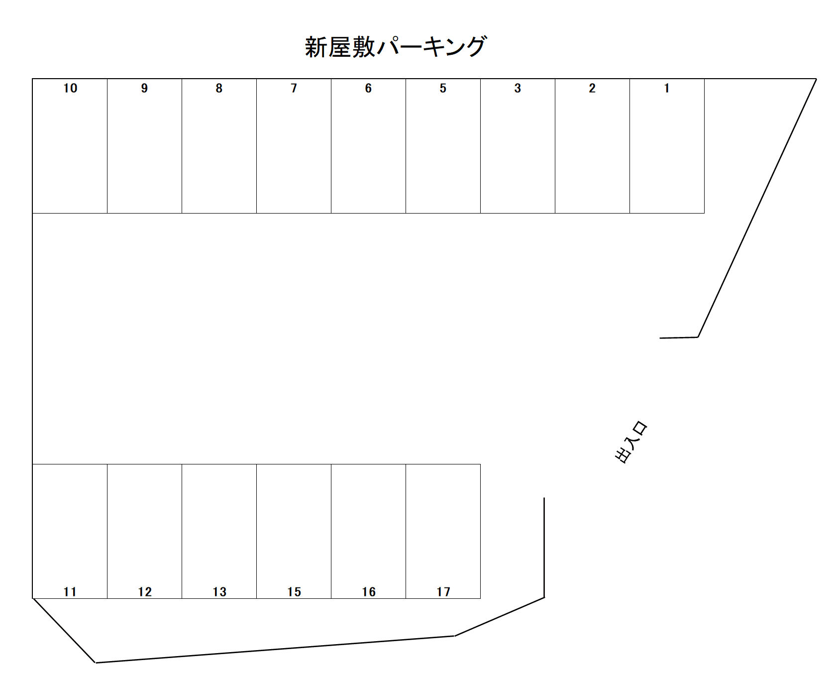 新屋敷パーキングの駐車配置図