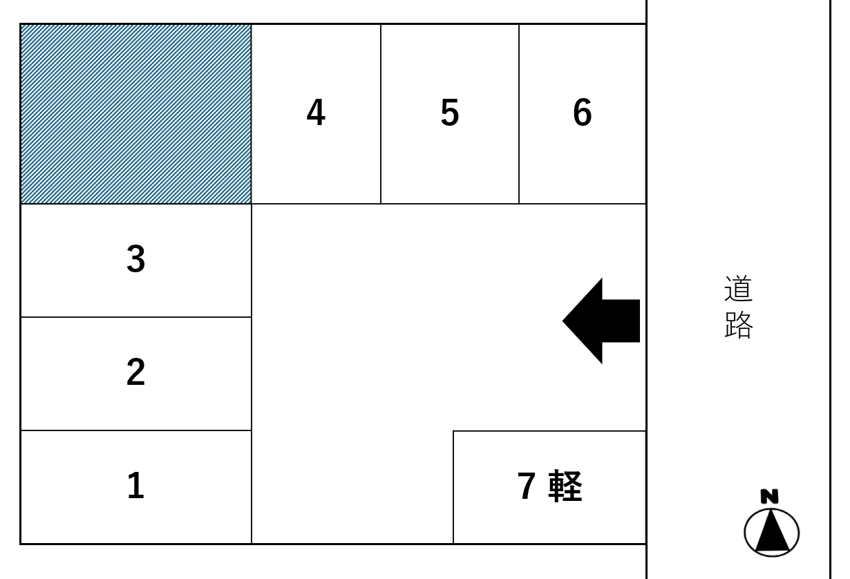 西貝塚高木駐車場の駐車配置図