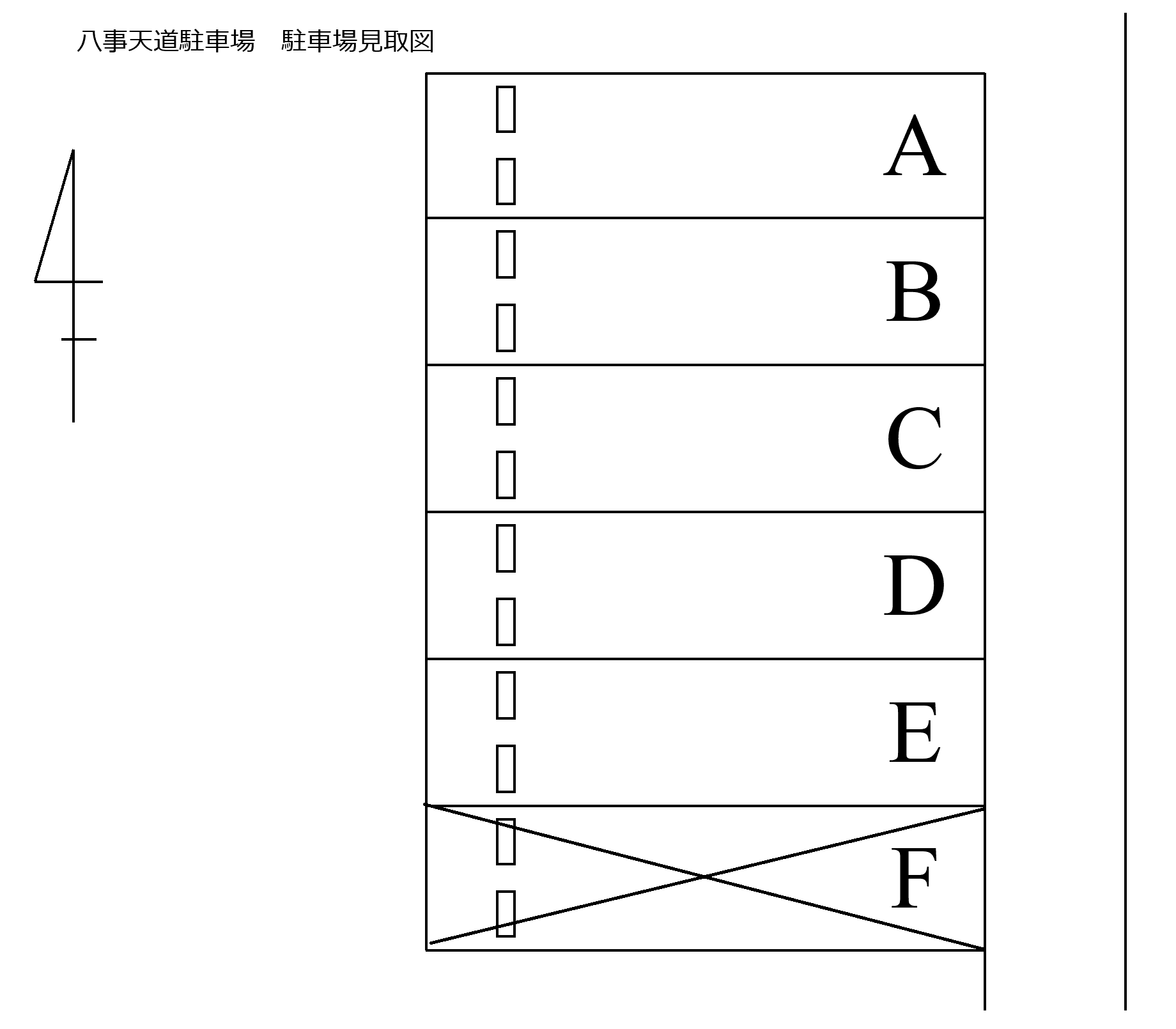八事天道駐車場の駐車配置図