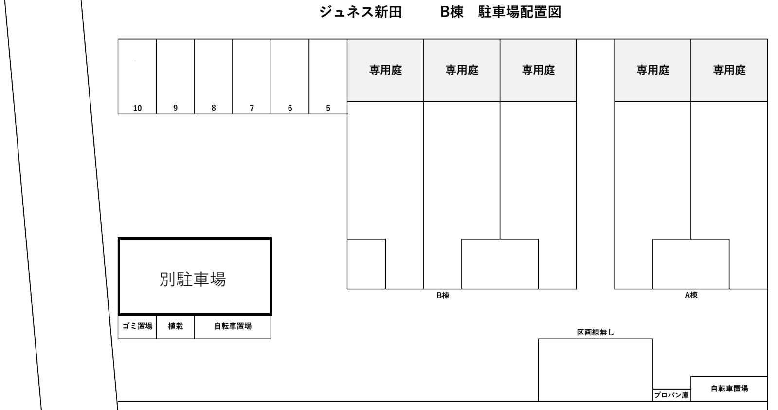 ジュネス新田B(入居者専用)の駐車配置図