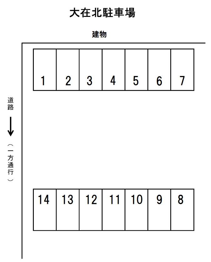 大在北駐車場の駐車配置図