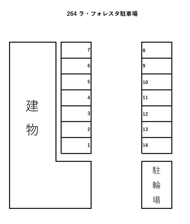 ラ・フォレスタ駐車場（入居者専用）の駐車配置図