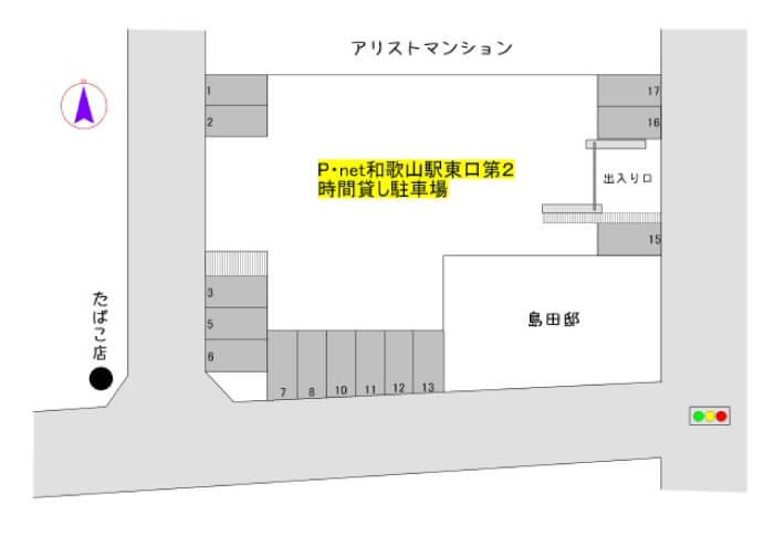  和歌山市黒田（P-net東口第２）の駐車配置図