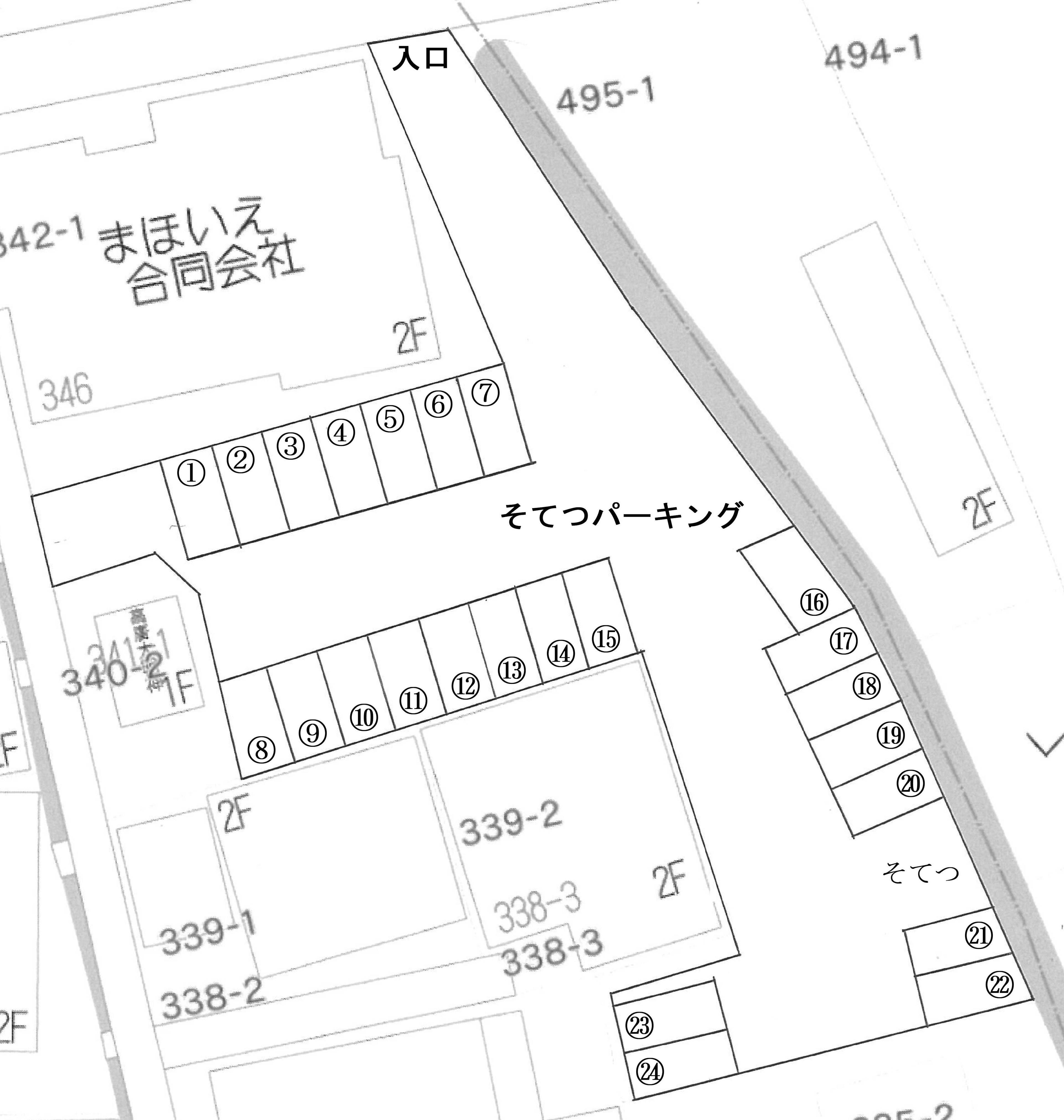 そてつパーキングの駐車配置図