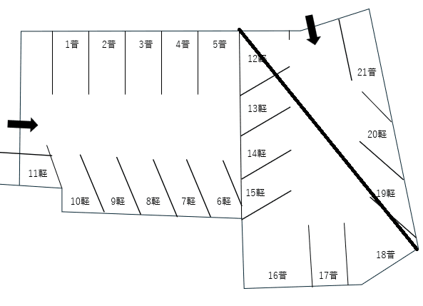 三堂駐車場（室町）①の駐車配置図