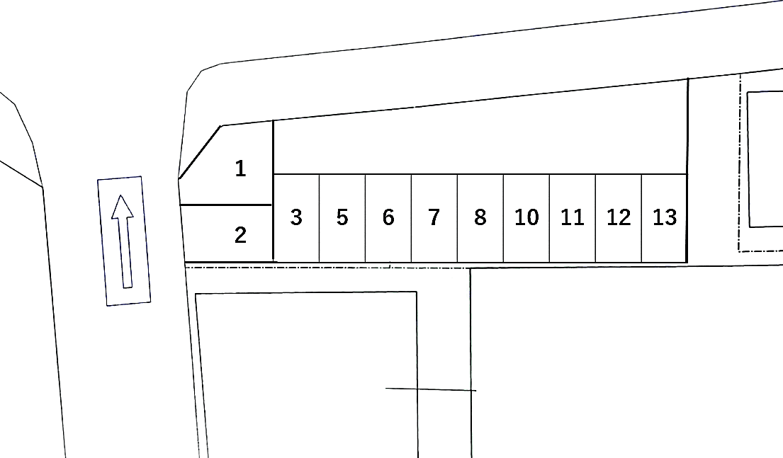 牛巻川本の駐車配置図