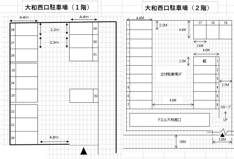 大和西口駐車場の駐車配置図