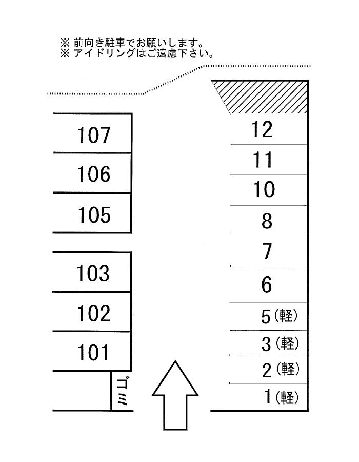 サンハイムＫＩＳＯ駐車場の駐車配置図