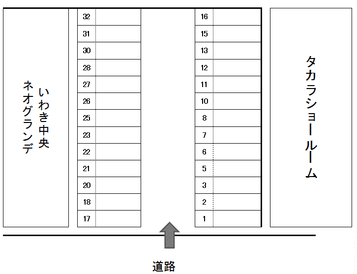 大竹月極駐車場の駐車配置図