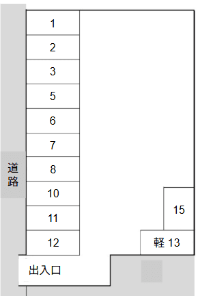 万願寺鳴海駐車場の駐車配置図