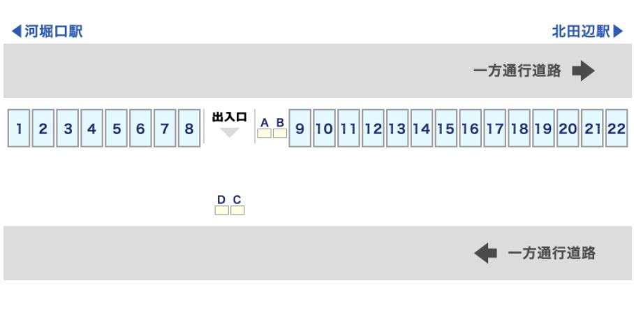 Pat東住吉区北田辺2丁目第2駐車場の駐車配置図