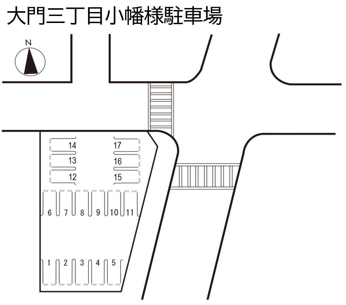 大門三丁目小幡様駐車場の駐車配置図