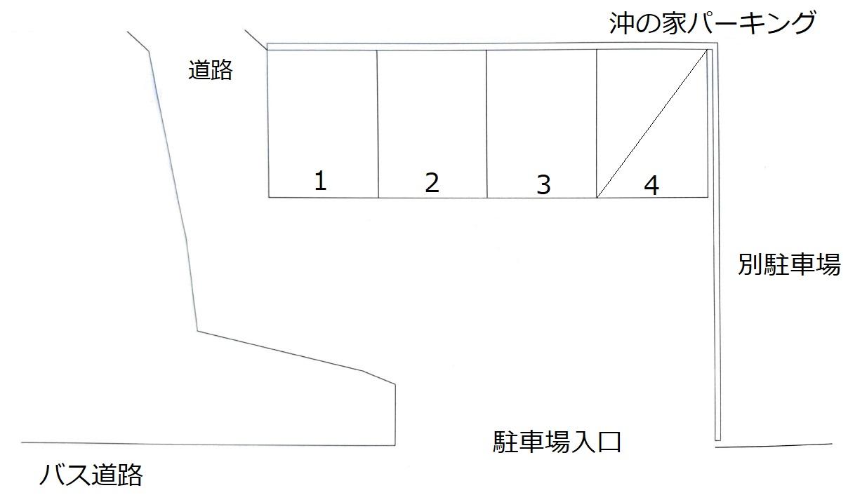 沖の家パーキングの駐車配置図
