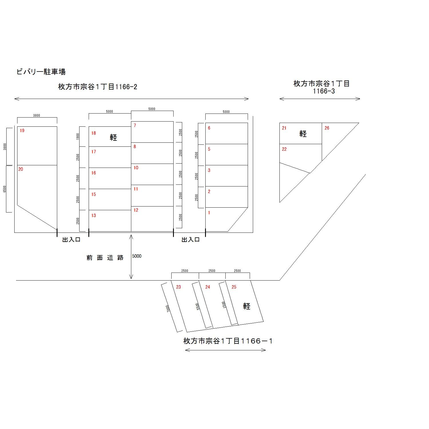 ビバリー駐車場の駐車配置図
