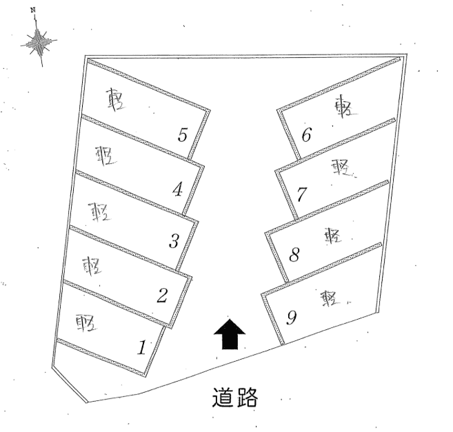 畑中パーキングの駐車配置図