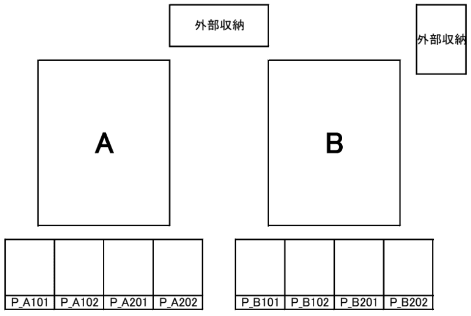 セゾン蜃気楼A・Bの駐車配置図