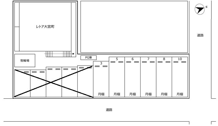 富士宮市大宮町月極駐車場の駐車配置図