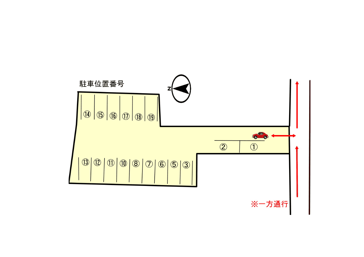 豊田市神明町2丁目駐車場の駐車配置図
