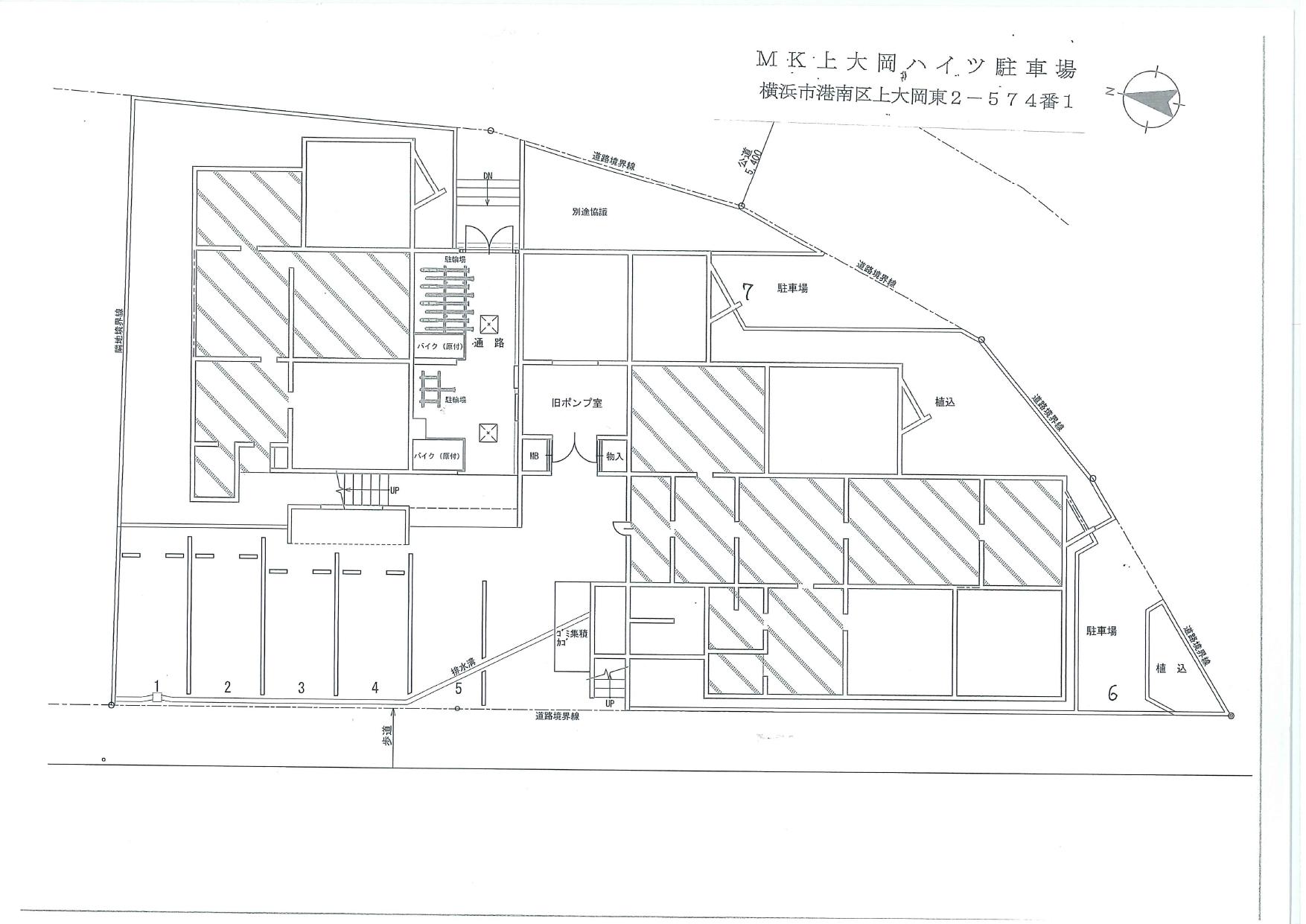 ＭＫ上大岡ハイツ駐車場の駐車配置図