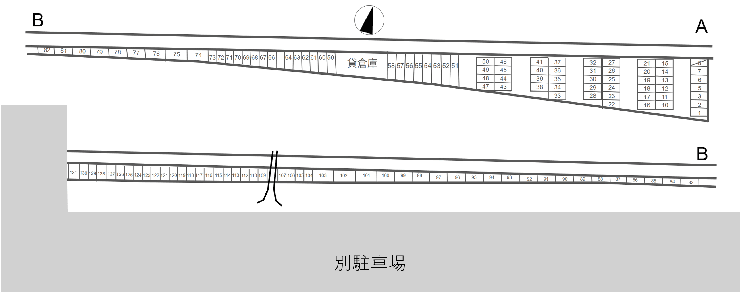 東部駐車場の駐車配置図