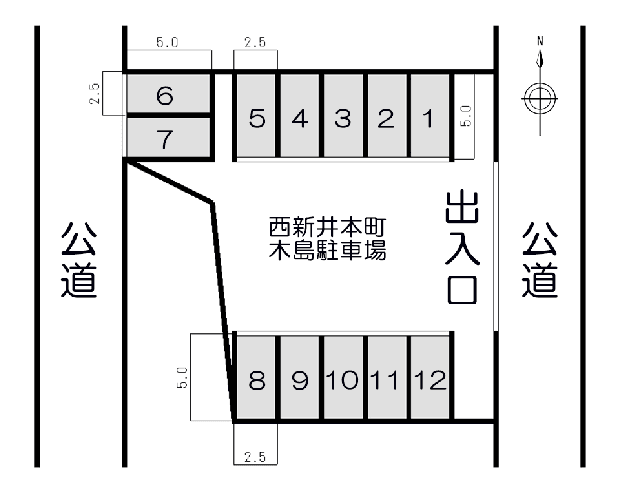 西新井本町木島駐車場の駐車配置図