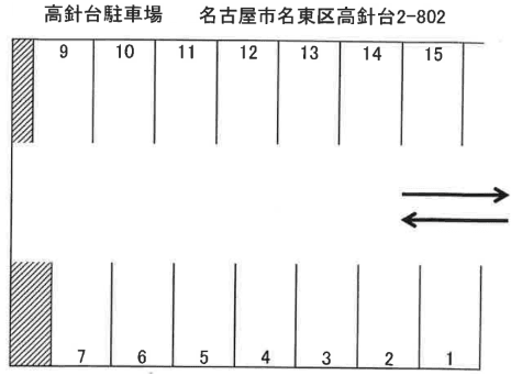 高針台駐車場の駐車配置図