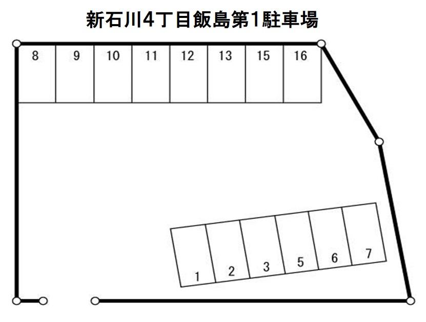 新石川４丁目飯島第１駐車場の駐車配置図
