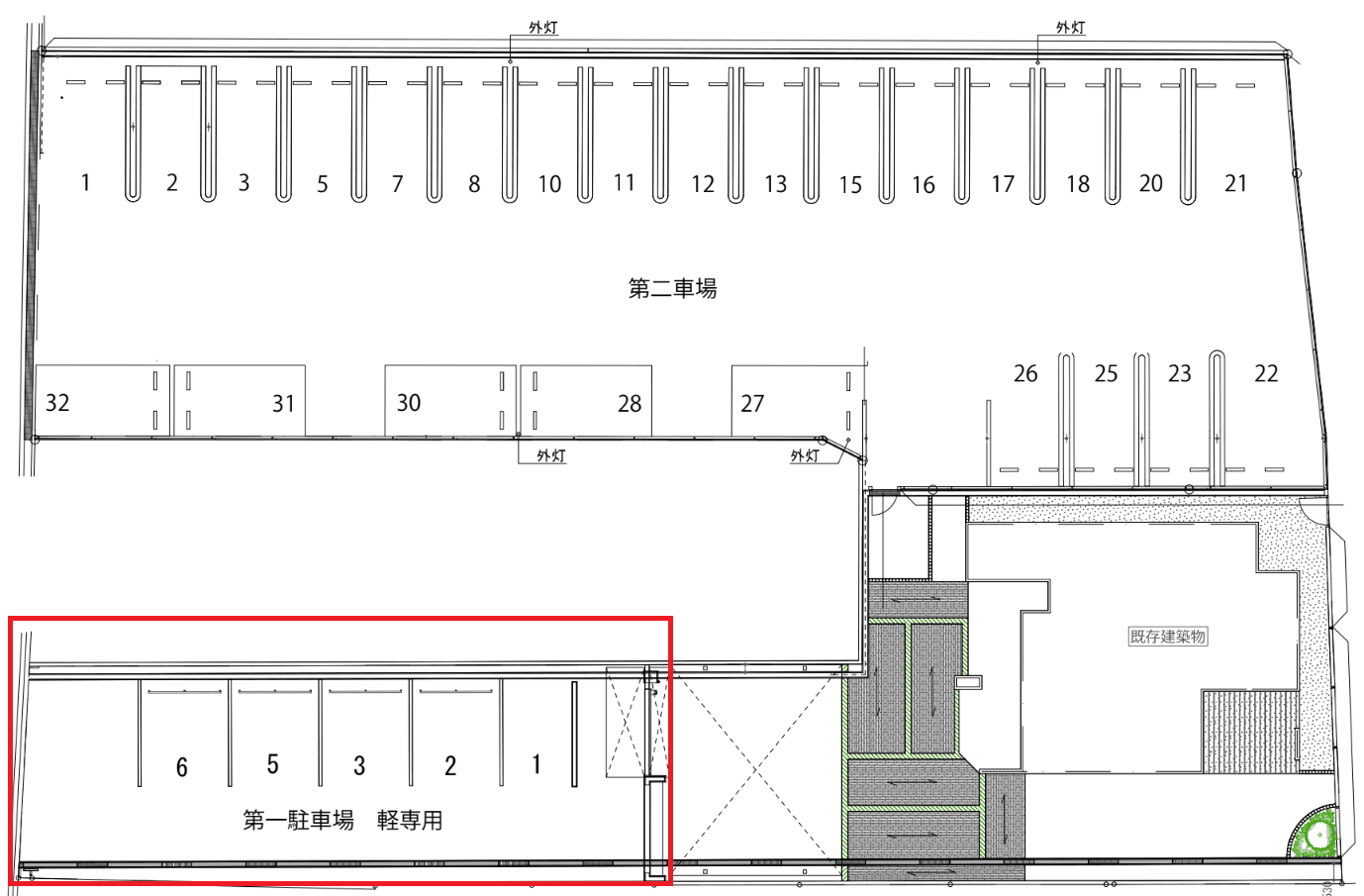 第一駐車場の駐車配置図