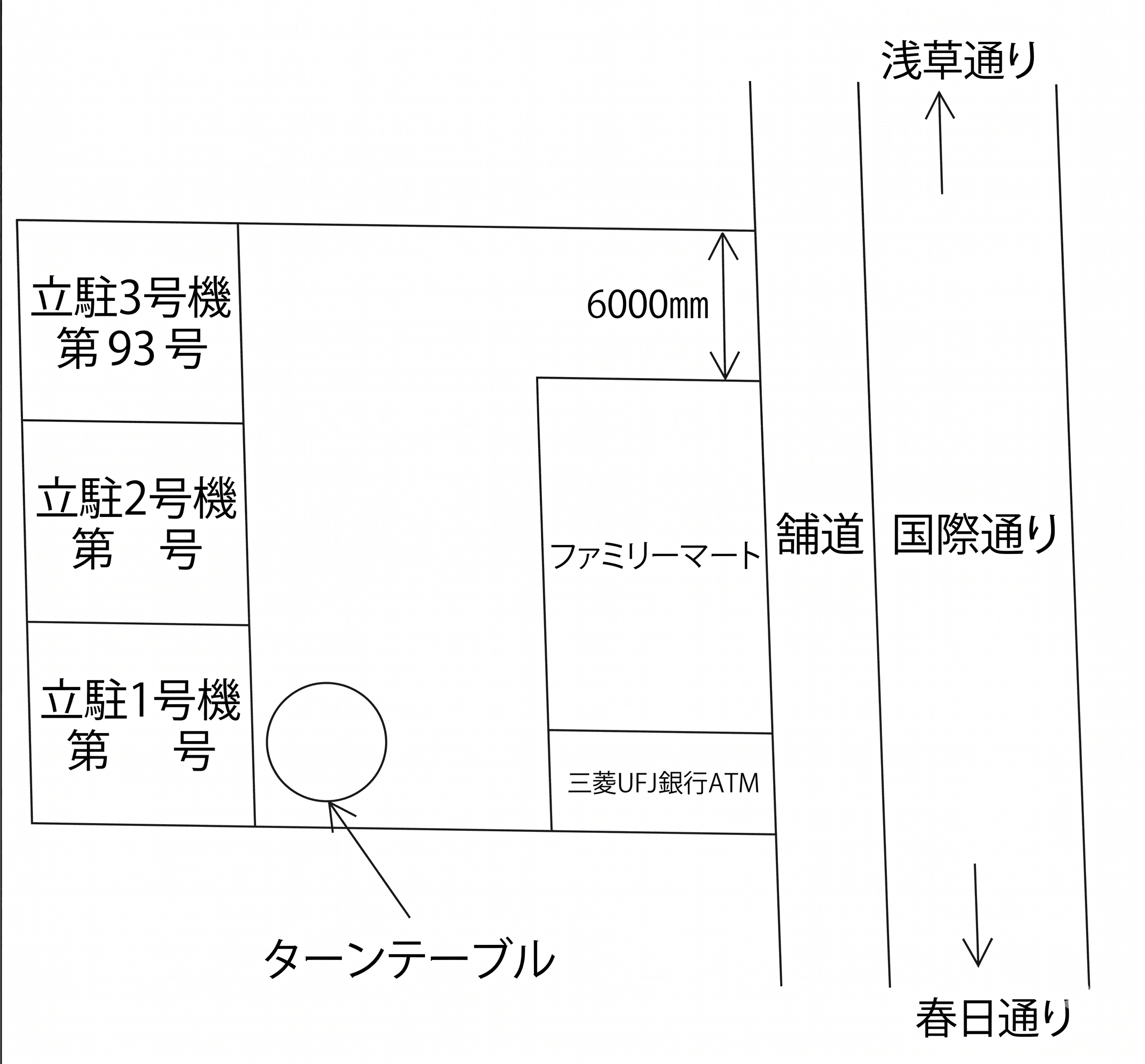 偕楽モータープール（寿）の駐車配置図