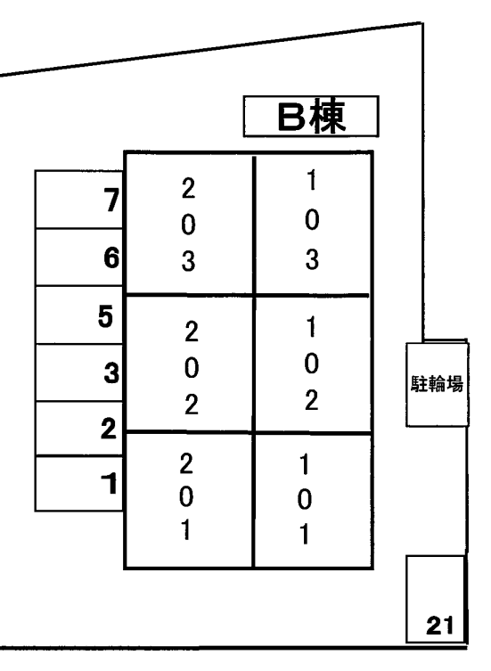 アーバンコート青峰通Ｂ棟の駐車配置図
