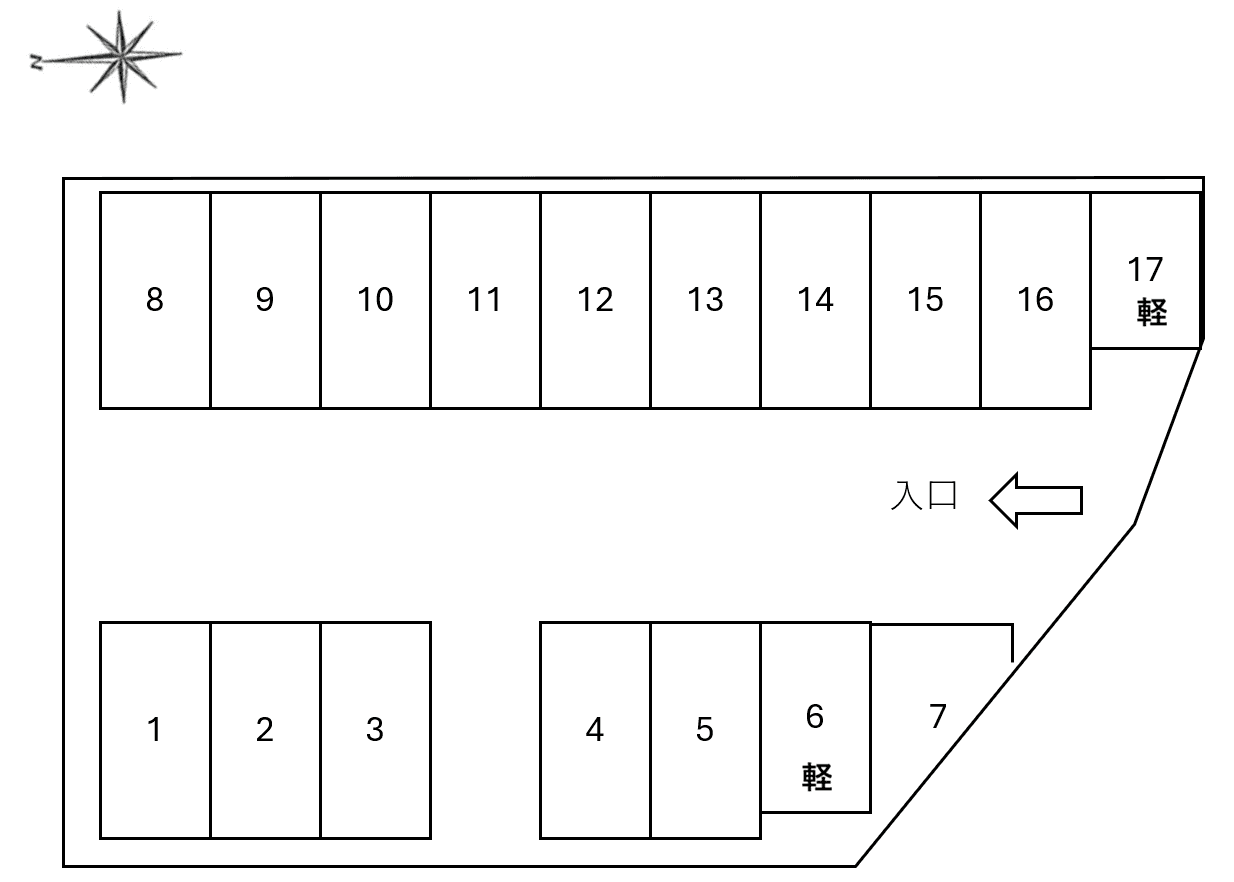 富田木葉山駐車場の駐車配置図