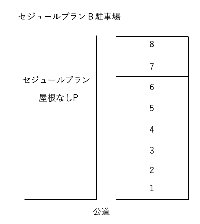 セジュールブランＢ駐車場の駐車配置図