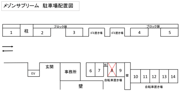 メゾンサプリーム駐車場の駐車配置図