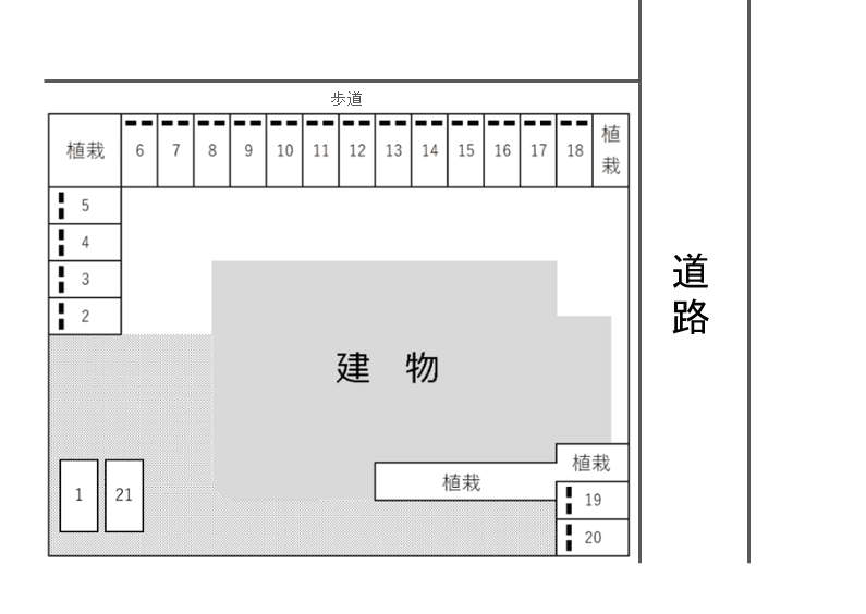 広畑区蒲田事務所駐車場の駐車配置図