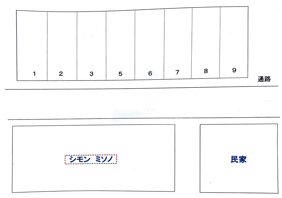 シモン　ミソノ駐車場の駐車配置図
