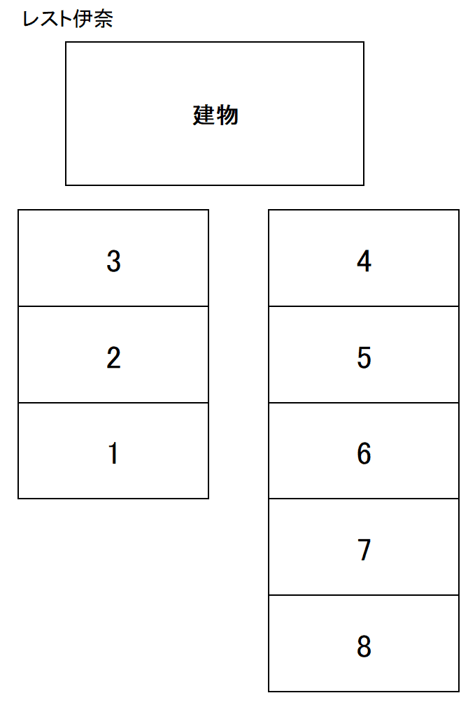 北足立郡伊奈町西小針1丁目（レスト伊奈）の駐車配置図