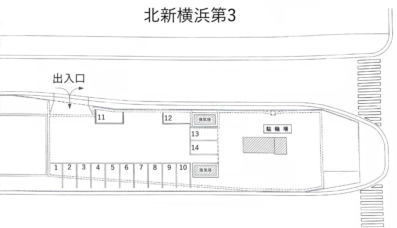【TD】北新横浜第3駐車場の駐車配置図