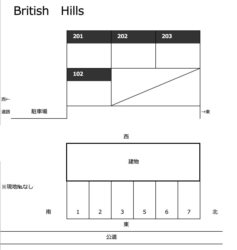 British　Hillsの駐車配置図