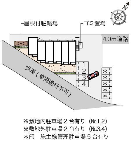 ソレーユ東大沼(55338)　敷地外駐車場の駐車配置図