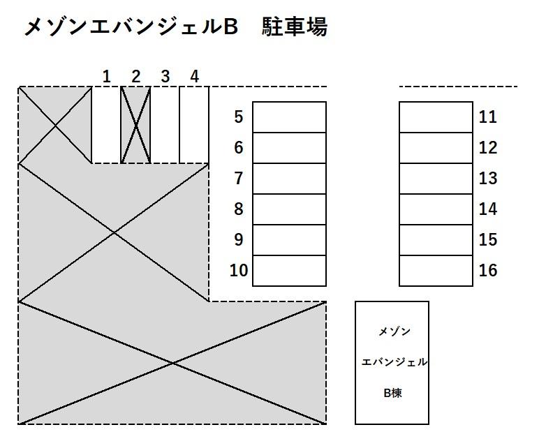 メゾンエバンジェルＢの駐車配置図