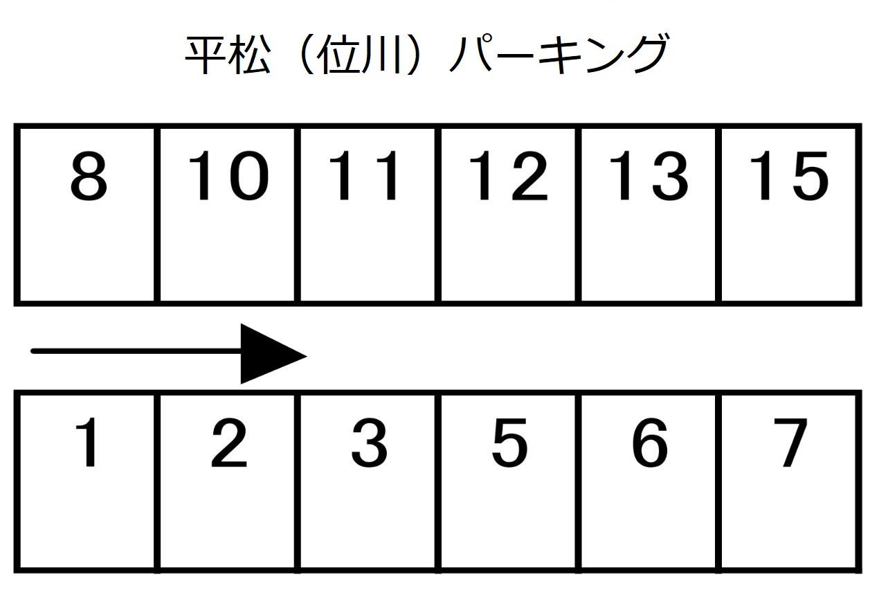 平松（位川）パーキングの駐車配置図